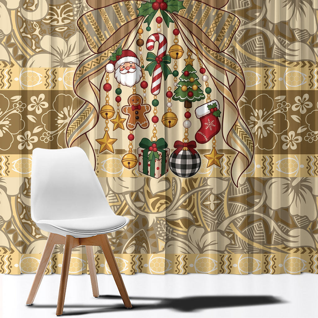 Hawai'i Kapa Christmas Bow Window Curtain Mele Kalikimaka LT9 - Polynesian Pride