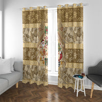 Hawai'i Kapa Christmas Bow Window Curtain Mele Kalikimaka LT9 With Grommets Beige - Polynesian Pride