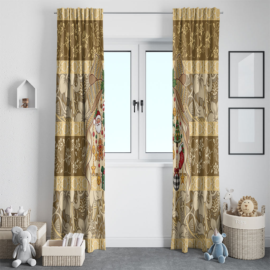 Hawai'i Kapa Christmas Bow Window Curtain Mele Kalikimaka LT9 - Polynesian Pride