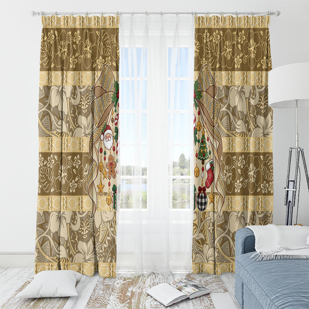 Hawai'i Kapa Christmas Bow Window Curtain Mele Kalikimaka LT9 - Polynesian Pride