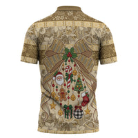 Hawai'i Kapa Christmas Bow Zipper Polo Shirt Mele Kalikimaka LT9 - Polynesian Pride