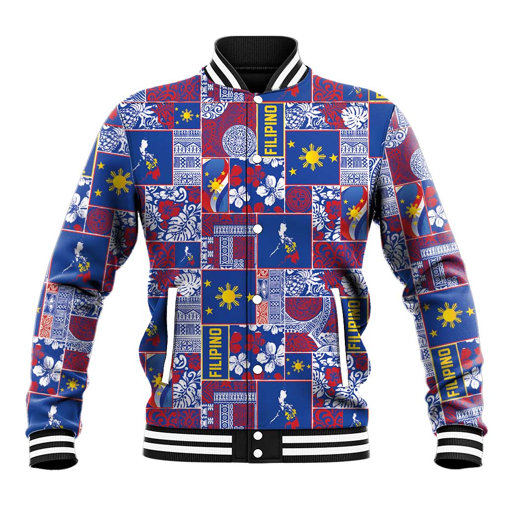 Filipino Maligayang Pasko Baseball Jacket Pacific Patchwork Xmas Vibes - Polynesian Pride