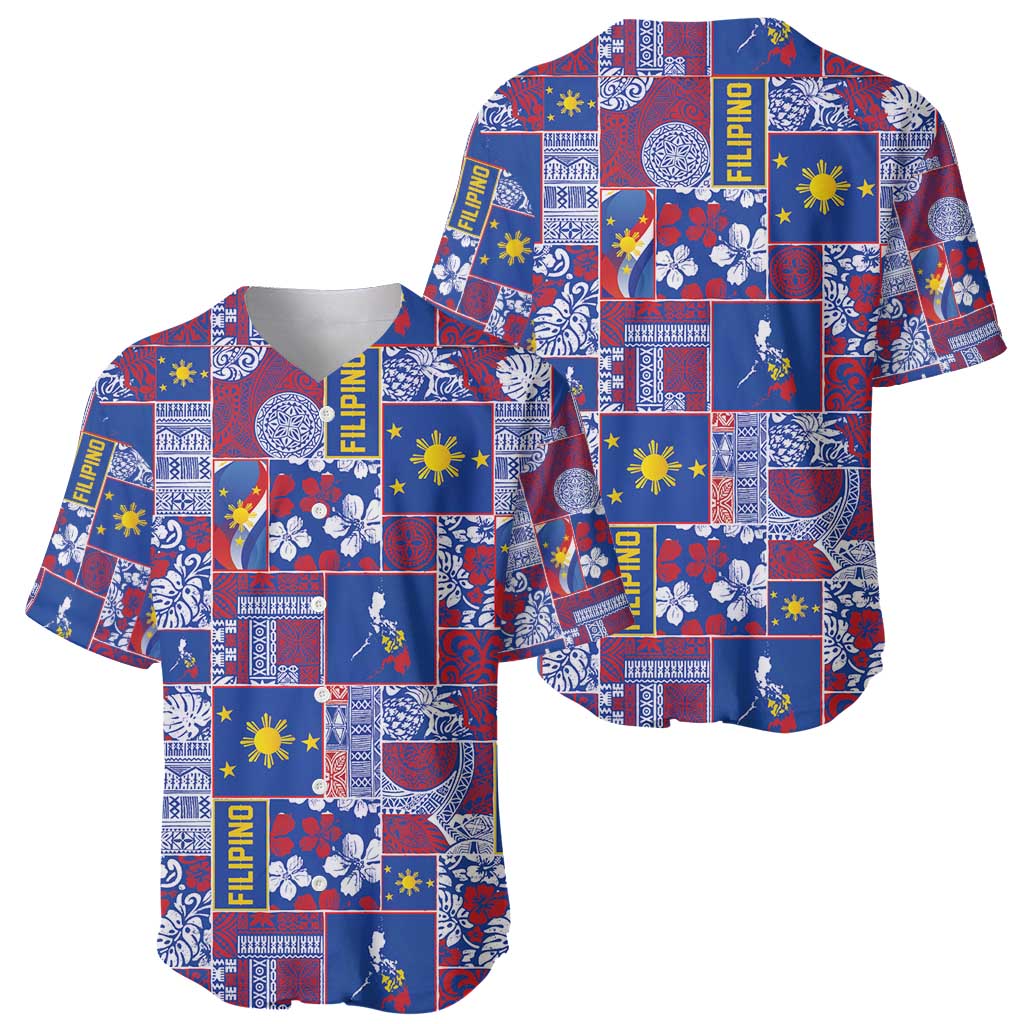 Filipino Maligayang Pasko Baseball Jersey Pacific Patchwork Xmas Vibes - Polynesian Pride