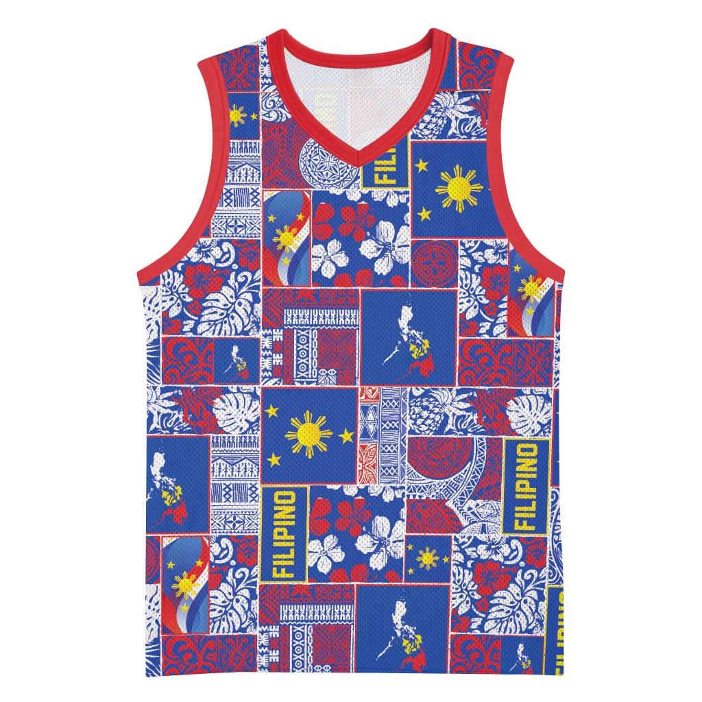 Filipino Maligayang Pasko Basketball Jersey Pacific Patchwork Xmas Vibes - Polynesian Pride