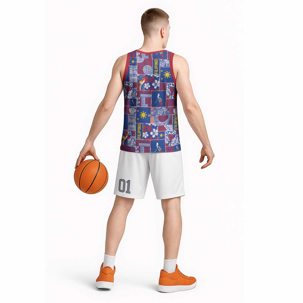 Filipino Maligayang Pasko Basketball Jersey Pacific Patchwork Xmas Vibes - Polynesian Pride
