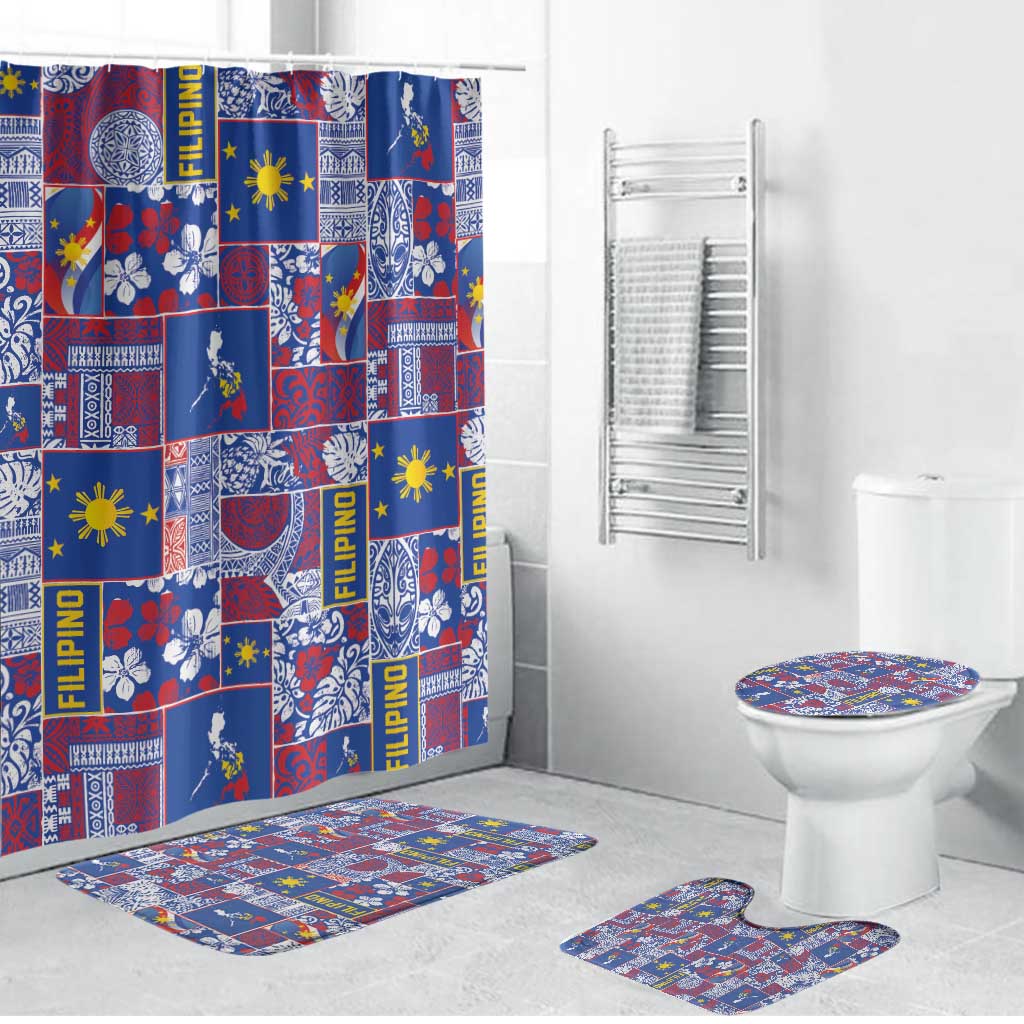 Filipino Maligayang Pasko Bathroom Set Pacific Patchwork Xmas Vibes - Polynesian Pride