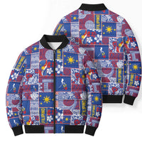 Filipino Maligayang Pasko Bomber Puffer Jacket Pacific Patchwork Xmas Vibes - Polynesian Pride