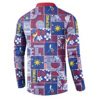 Filipino Maligayang Pasko Button Sweatshirt Pacific Patchwork Xmas Vibes - Polynesian Pride