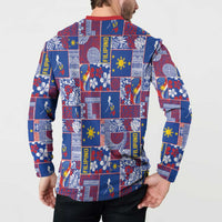 Filipino Maligayang Pasko Button Sweatshirt Pacific Patchwork Xmas Vibes - Polynesian Pride