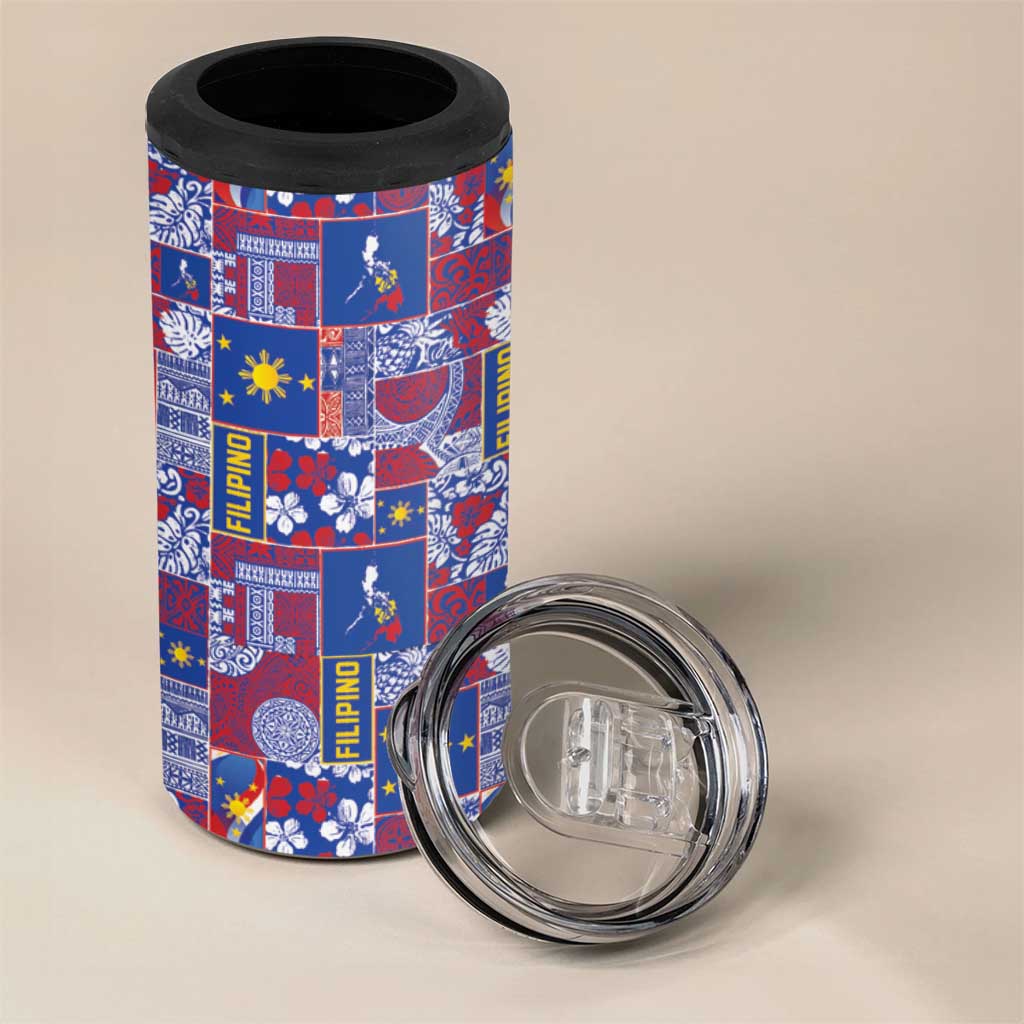 Filipino Maligayang Pasko 4 in 1 Can Cooler Tumbler Pacific Patchwork Xmas Vibes - Polynesian Pride
