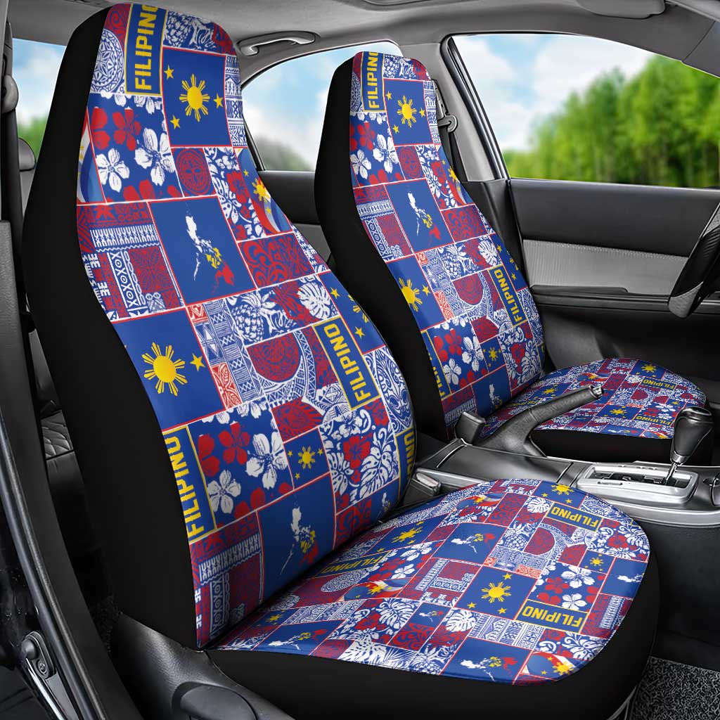 Filipino Maligayang Pasko Car Seat Cover Pacific Patchwork Xmas Vibes - Polynesian Pride