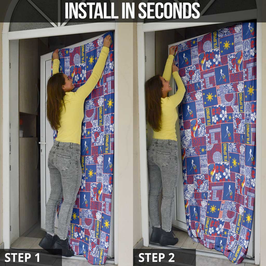 Filipino Maligayang Pasko Door Cover Pacific Patchwork Xmas Vibes - Polynesian Pride