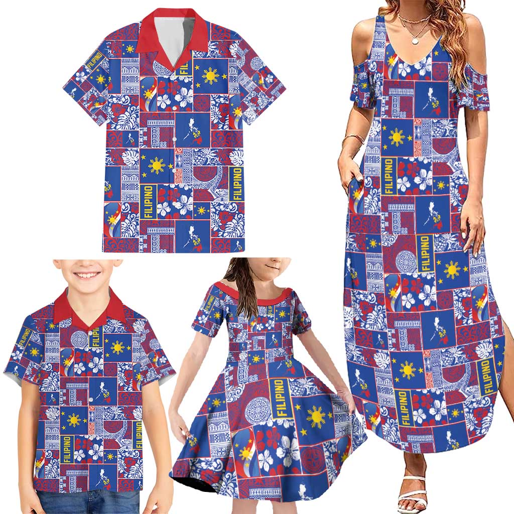 Filipino Maligayang Pasko Family Matching Summer Maxi Dress and Hawaiian Shirt Pacific Patchwork Xmas Vibes - Polynesian Pride