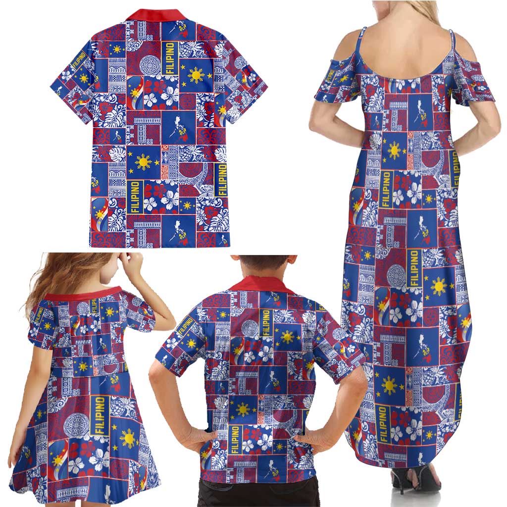 Filipino Maligayang Pasko Family Matching Summer Maxi Dress and Hawaiian Shirt Pacific Patchwork Xmas Vibes - Polynesian Pride