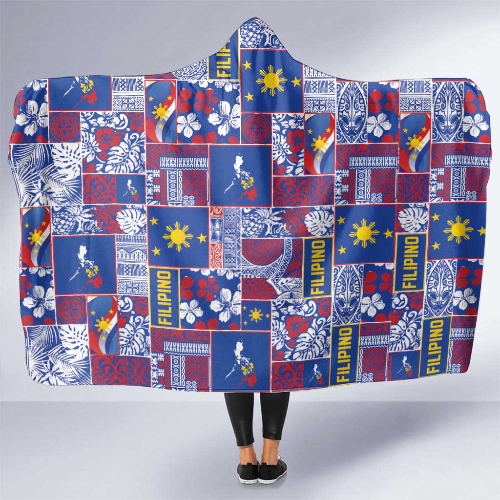 Filipino Maligayang Pasko Hooded Blanket Pacific Patchwork Xmas Vibes - Polynesian Pride