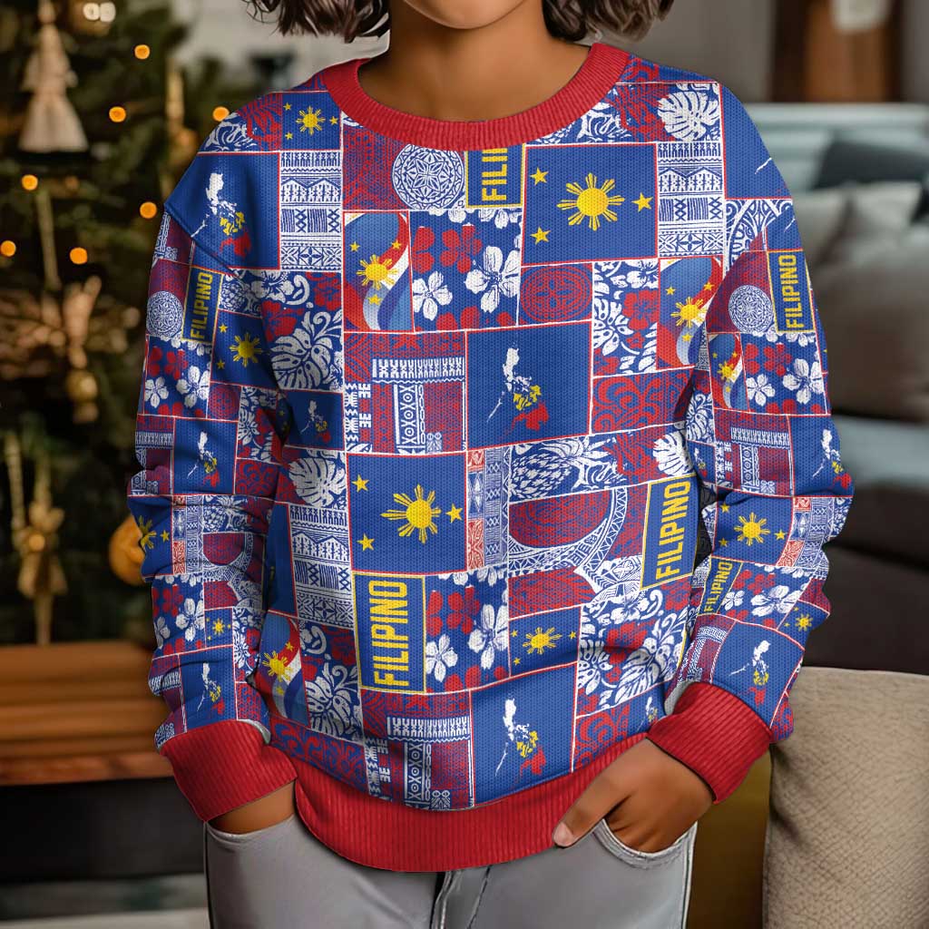 Filipino Maligayang Pasko Kid Ugly Christmas Sweater Pacific Patchwork Xmas Vibes - Polynesian Pride
