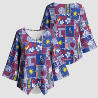 Filipino Maligayang Pasko Kimono Sleeve Blouse Pacific Patchwork Xmas Vibes - Polynesian Pride