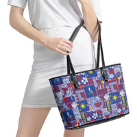 Filipino Maligayang Pasko Leather Tote Bag Pacific Patchwork Xmas Vibes - Polynesian Pride