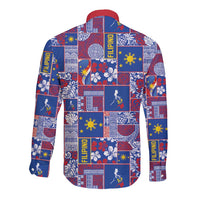 Filipino Maligayang Pasko Long Sleeve Button Shirt Pacific Patchwork Xmas Vibes - Polynesian Pride