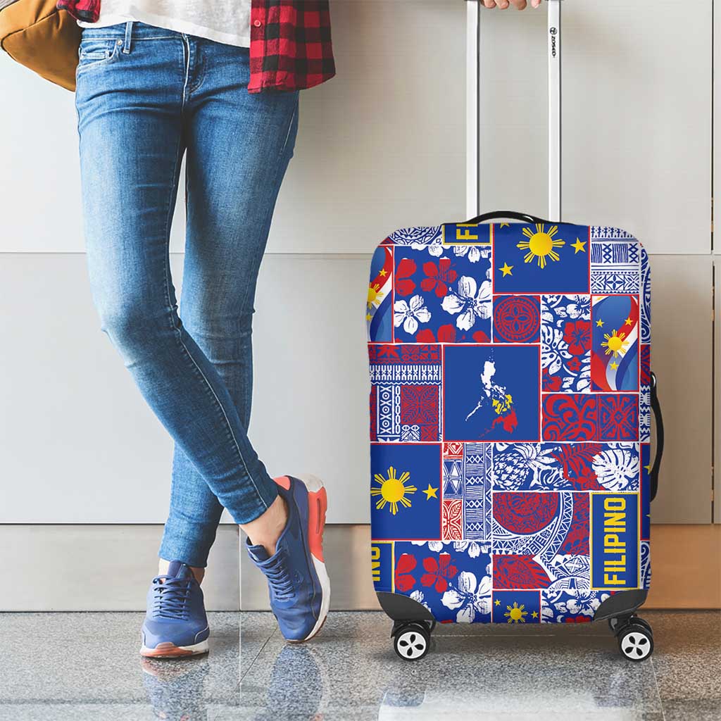 Filipino Maligayang Pasko Luggage Cover Pacific Patchwork Xmas Vibes - Polynesian Pride