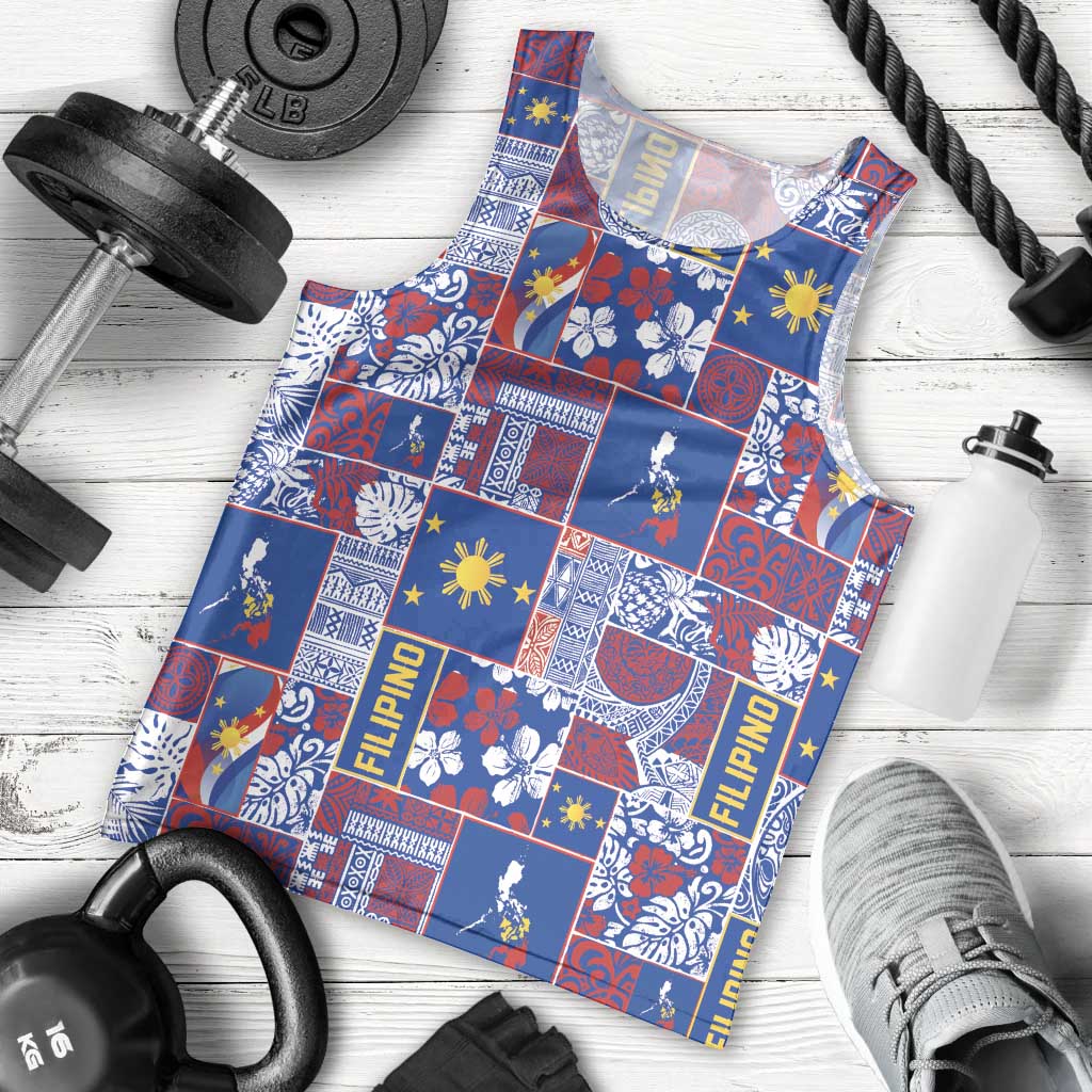 Filipino Maligayang Pasko Men Tank Top Pacific Patchwork Xmas Vibes - Polynesian Pride