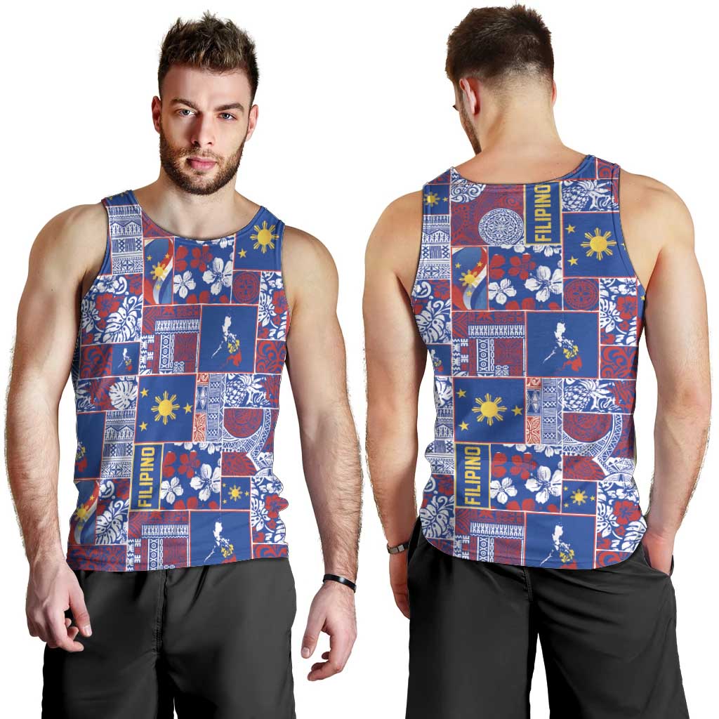 Filipino Maligayang Pasko Men Tank Top Pacific Patchwork Xmas Vibes - Polynesian Pride