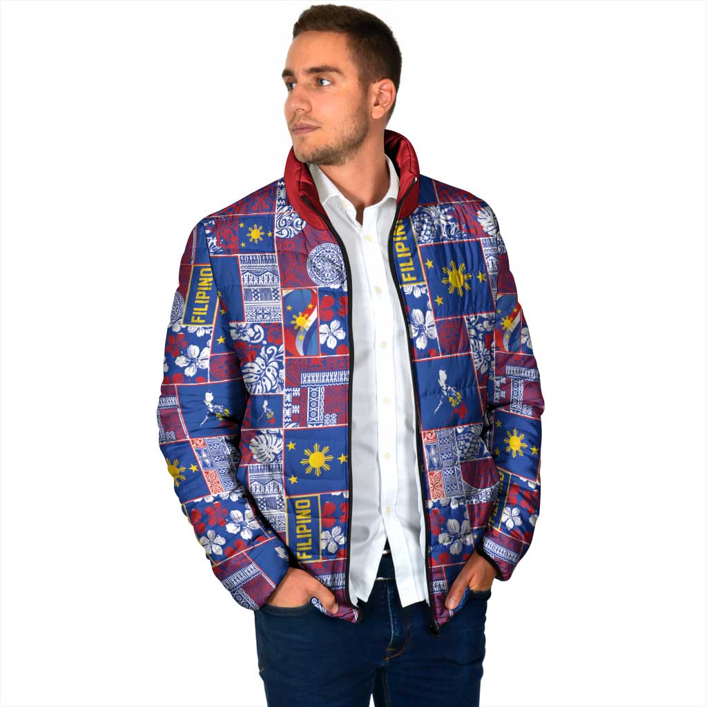 Filipino Maligayang Pasko Padded Jacket Pacific Patchwork Xmas Vibes - Polynesian Pride