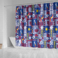 Filipino Maligayang Pasko Shower Curtain Pacific Patchwork Xmas Vibes - Polynesian Pride