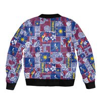 Filipino Maligayang Pasko Sleeve Zip Bomber Jacket Pacific Patchwork Xmas Vibes - Polynesian Pride