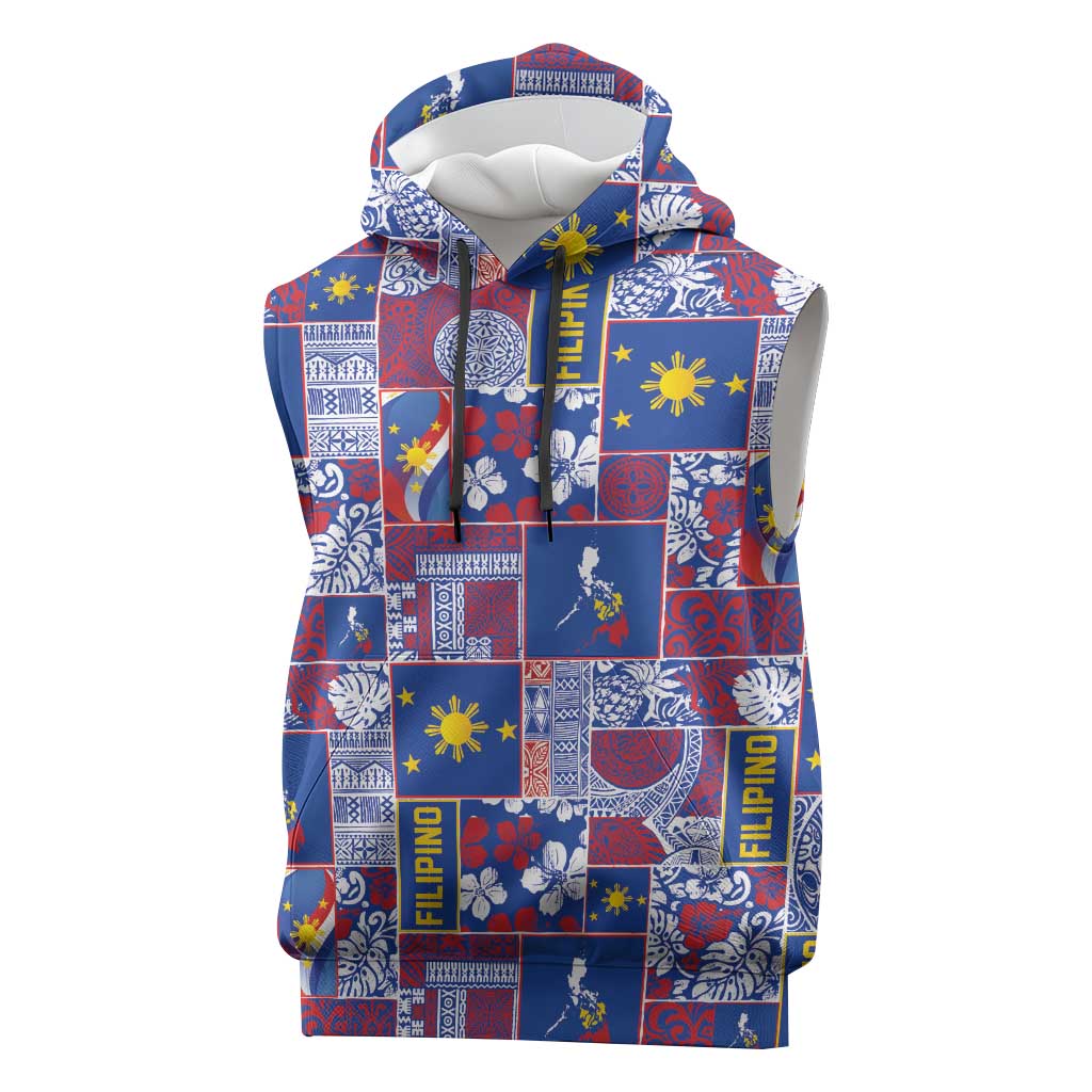 Filipino Maligayang Pasko Sleeveless Hoodie Pacific Patchwork Xmas Vibes - Polynesian Pride