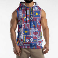 Filipino Maligayang Pasko Sleeveless Zip Hoodie Pacific Patchwork Xmas Vibes - Polynesian Pride