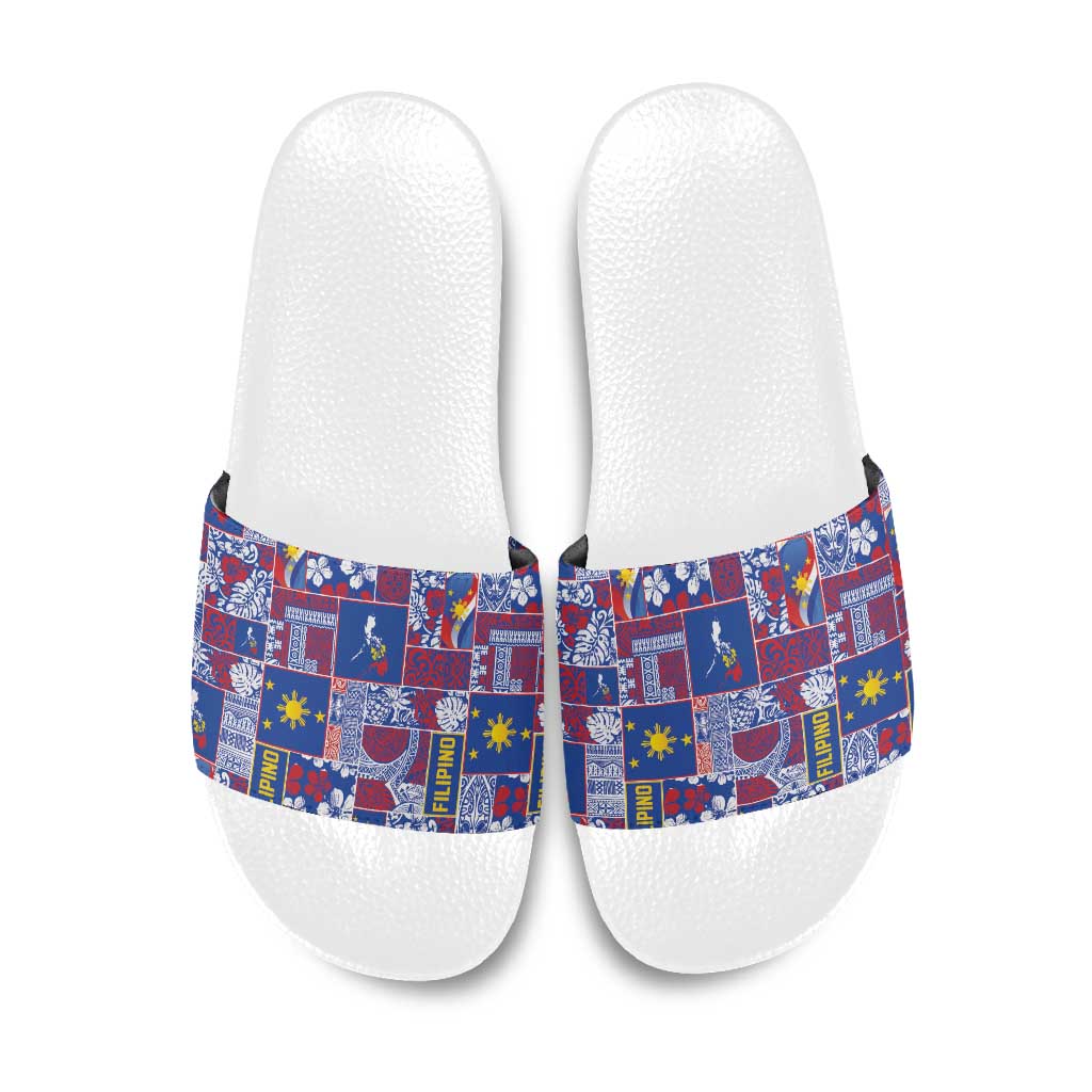 Filipino Maligayang Pasko Slide Sandals Pacific Patchwork Xmas Vibes - Polynesian Pride