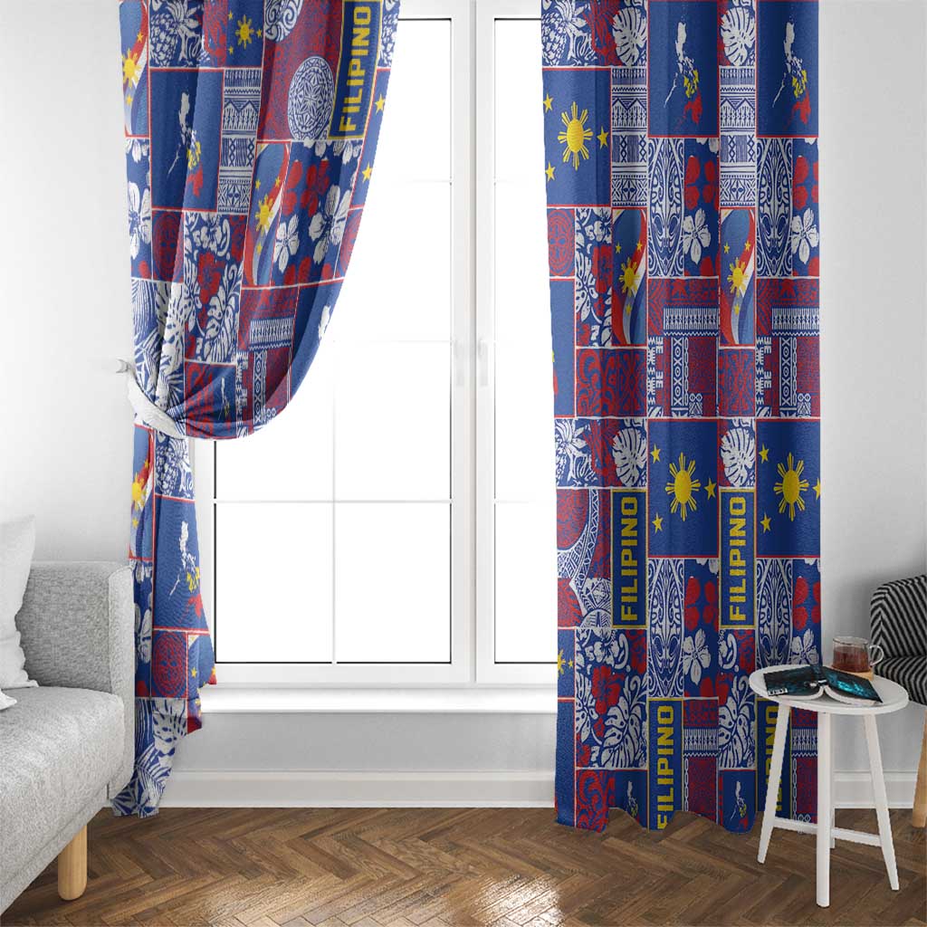 Filipino Maligayang Pasko Window Curtain Pacific Patchwork Xmas Vibes - Polynesian Pride