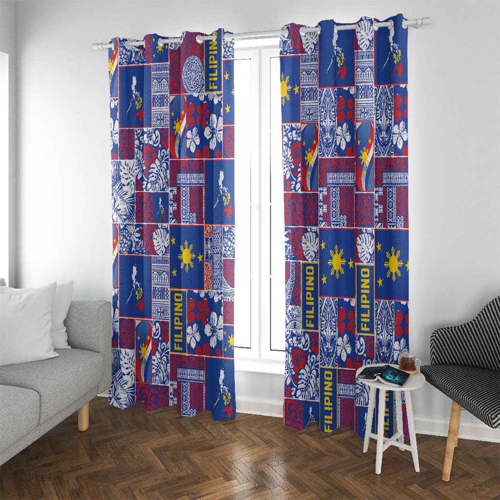 Filipino Maligayang Pasko Window Curtain Pacific Patchwork Xmas Vibes - Polynesian Pride