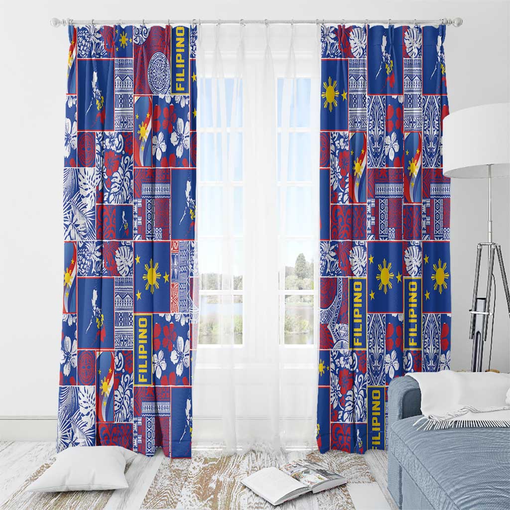 Filipino Maligayang Pasko Window Curtain Pacific Patchwork Xmas Vibes - Polynesian Pride