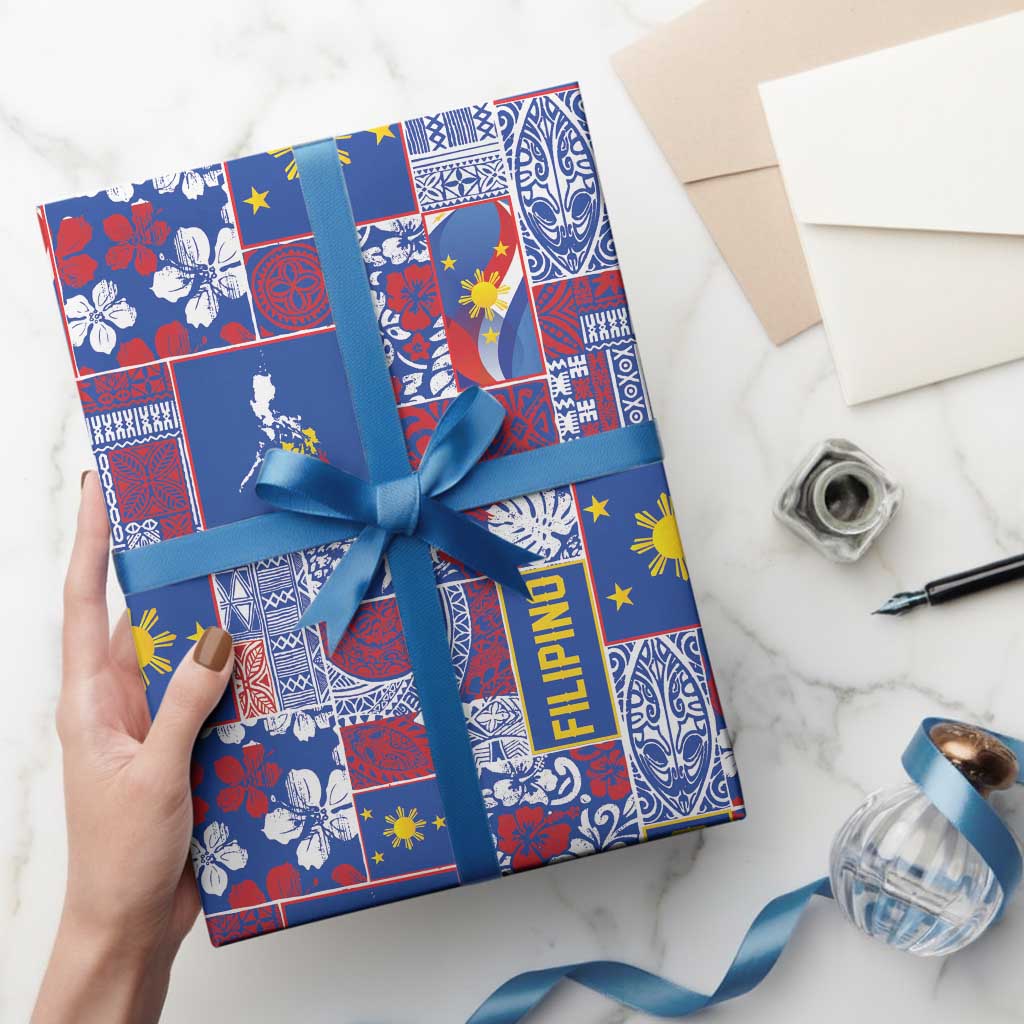 Filipino Maligayang Pasko Wrapping Paper Pacific Patchwork Xmas Vibes - Polynesian Pride