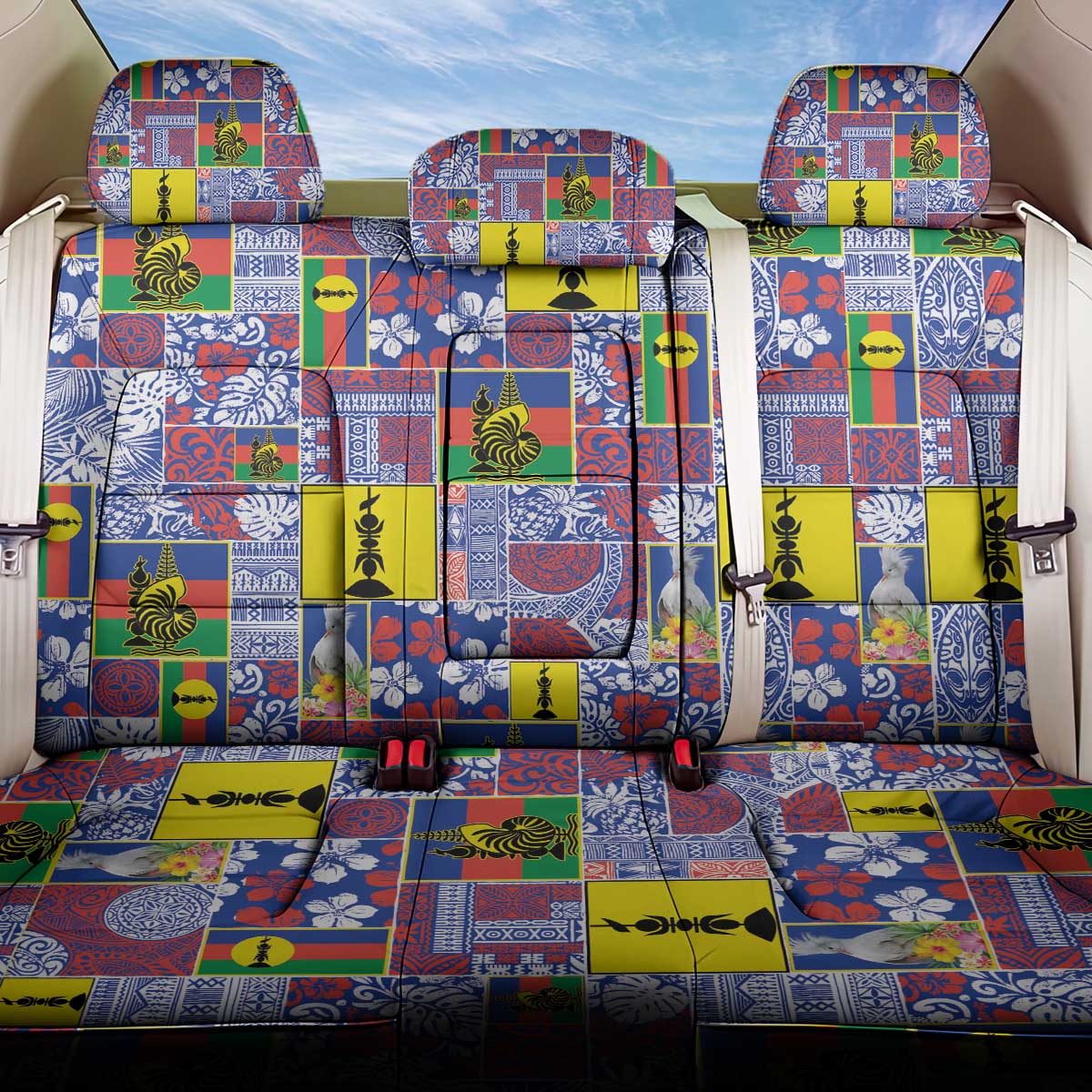 New Caledonia Joyeux Noel Back Car Seat Cover Pacific Patchwork Xmas Vibes - Polynesian Pride