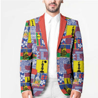 New Caledonia Joyeux Noel Blazer Pacific Patchwork Xmas Vibes - Polynesian Pride