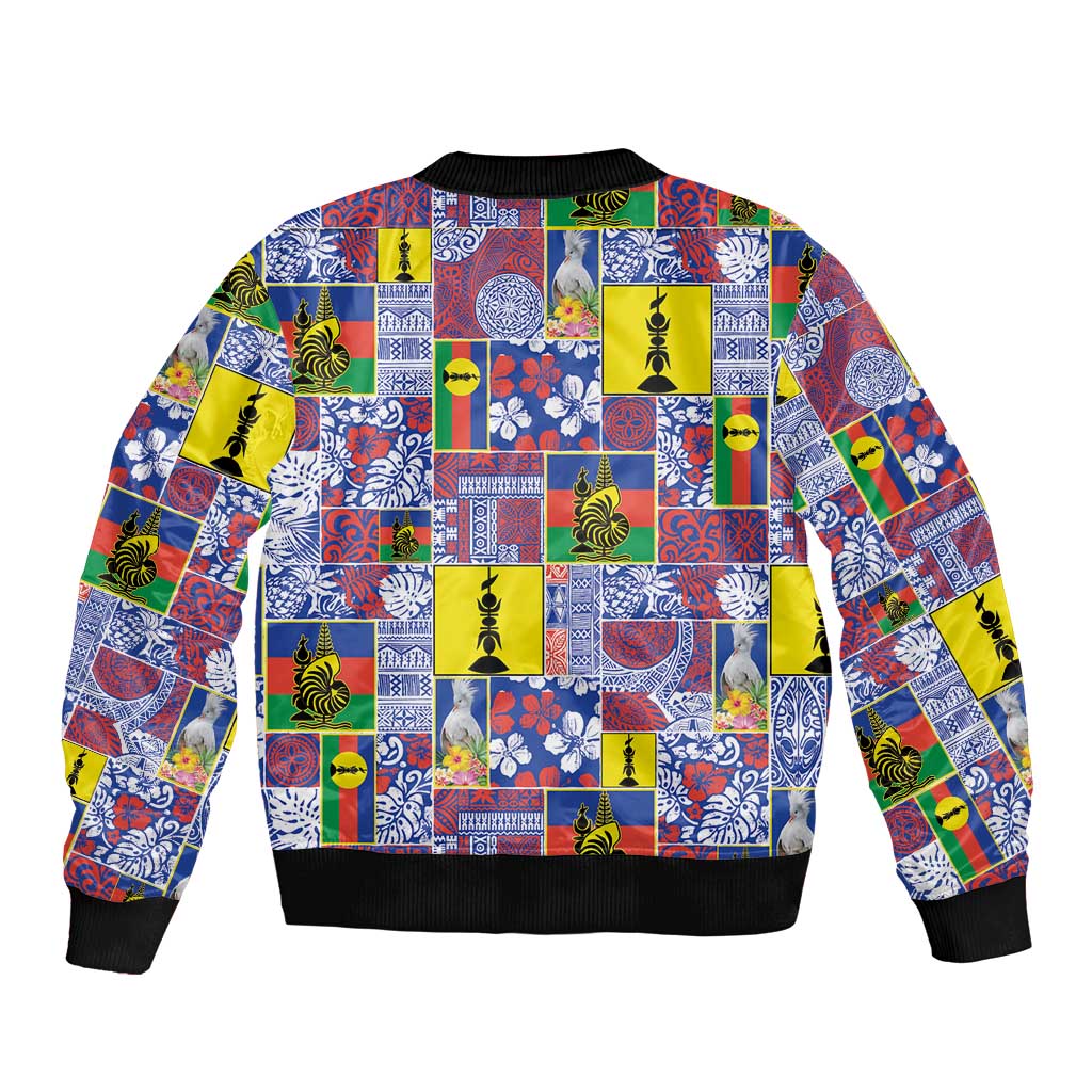 New Caledonia Joyeux Noel Bomber Jacket Pacific Patchwork Xmas Vibes - Polynesian Pride