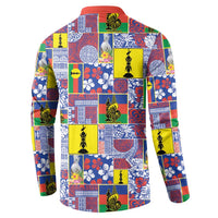 New Caledonia Joyeux Noel Button Sweatshirt Pacific Patchwork Xmas Vibes - Polynesian Pride