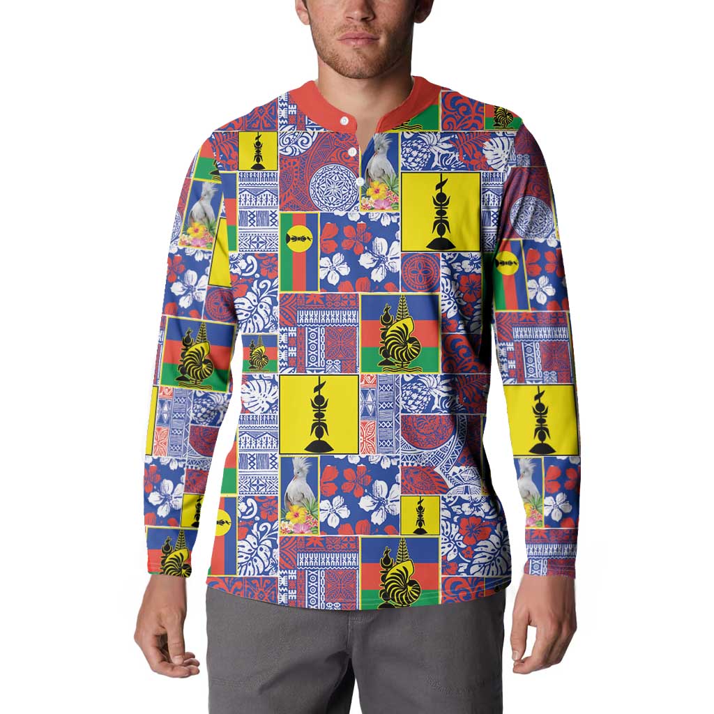 New Caledonia Joyeux Noel Button Sweatshirt Pacific Patchwork Xmas Vibes - Polynesian Pride