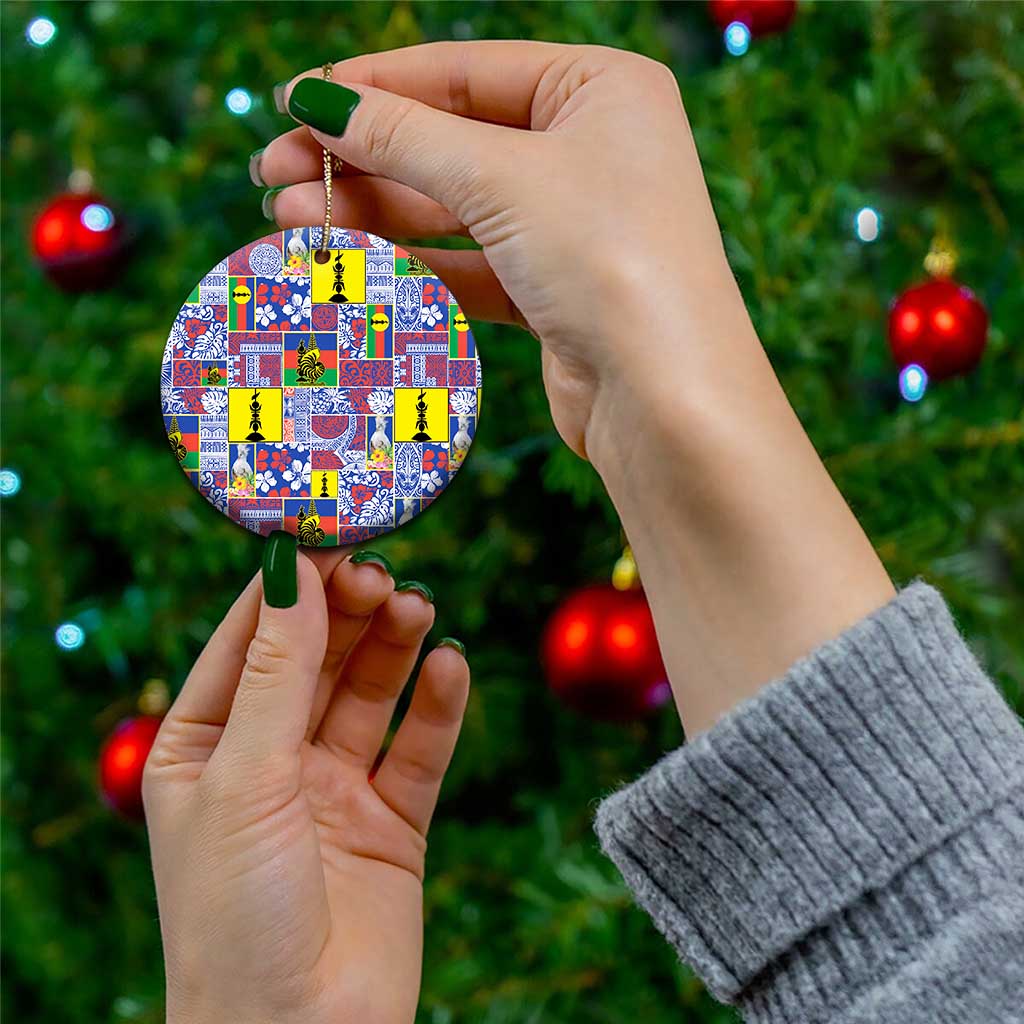 New Caledonia Joyeux Noel Ceramic Ornament Pacific Patchwork Xmas Vibes - Polynesian Pride