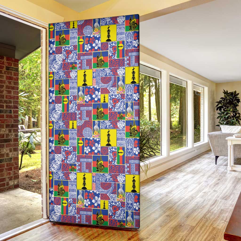 New Caledonia Joyeux Noel Door Cover Pacific Patchwork Xmas Vibes - Polynesian Pride