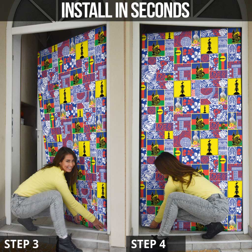 New Caledonia Joyeux Noel Door Cover Pacific Patchwork Xmas Vibes - Polynesian Pride