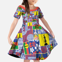 New Caledonia Joyeux Noel Family Matching Off The Shoulder Long Sleeve Dress and Hawaiian Shirt Pacific Patchwork Xmas Vibes - Polynesian Pride