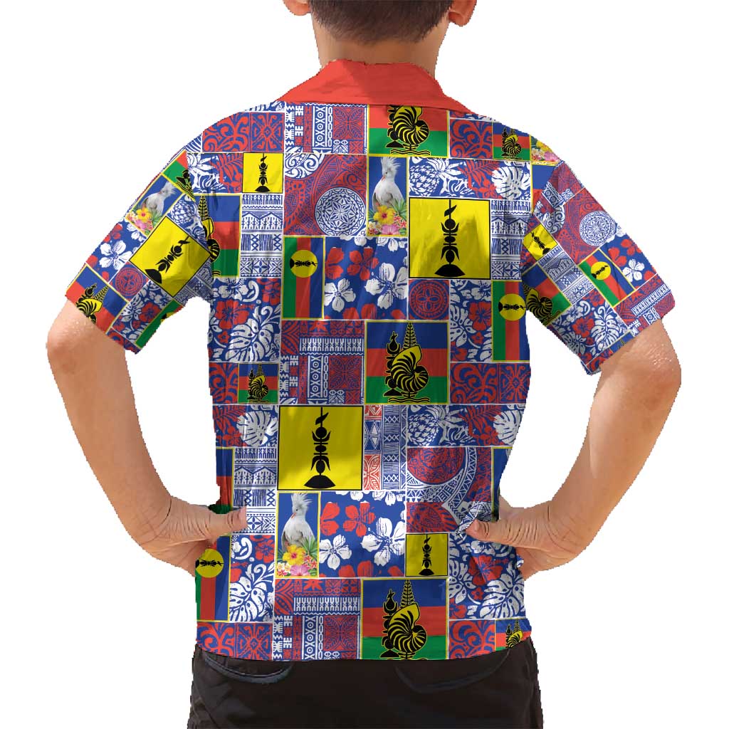 New Caledonia Joyeux Noel Family Matching Off Shoulder Short Dress and Hawaiian Shirt Pacific Patchwork Xmas Vibes - Polynesian Pride