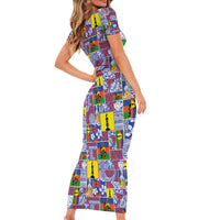 New Caledonia Joyeux Noel Family Matching Short Sleeve Bodycon Dress and Hawaiian Shirt Pacific Patchwork Xmas Vibes - Polynesian Pride