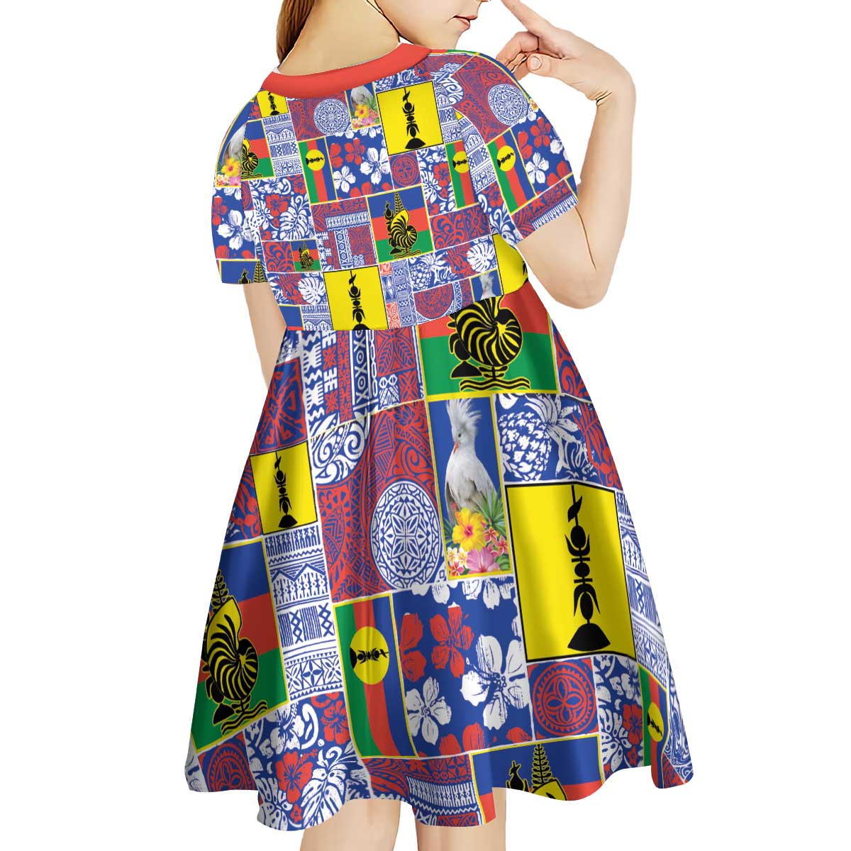 New Caledonia Joyeux Noel Kid Short Sleeve Dress Pacific Patchwork Xmas Vibes - Polynesian Pride