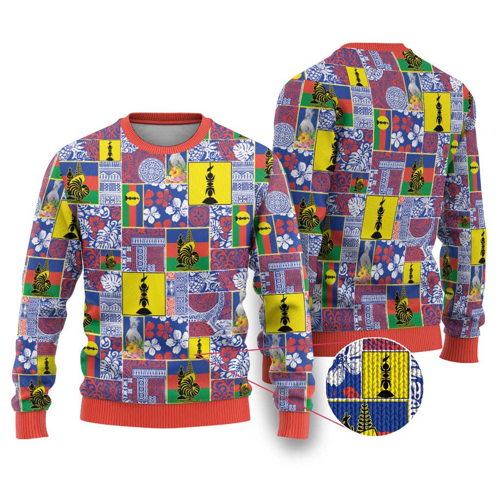 New Caledonia Joyeux Noel Ugly Christmas Sweater Pacific Patchwork Xmas Vibes - Polynesian Pride