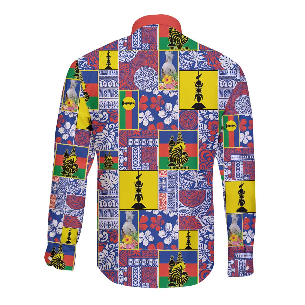 New Caledonia Joyeux Noel Long Sleeve Button Shirt Pacific Patchwork Xmas Vibes - Polynesian Pride